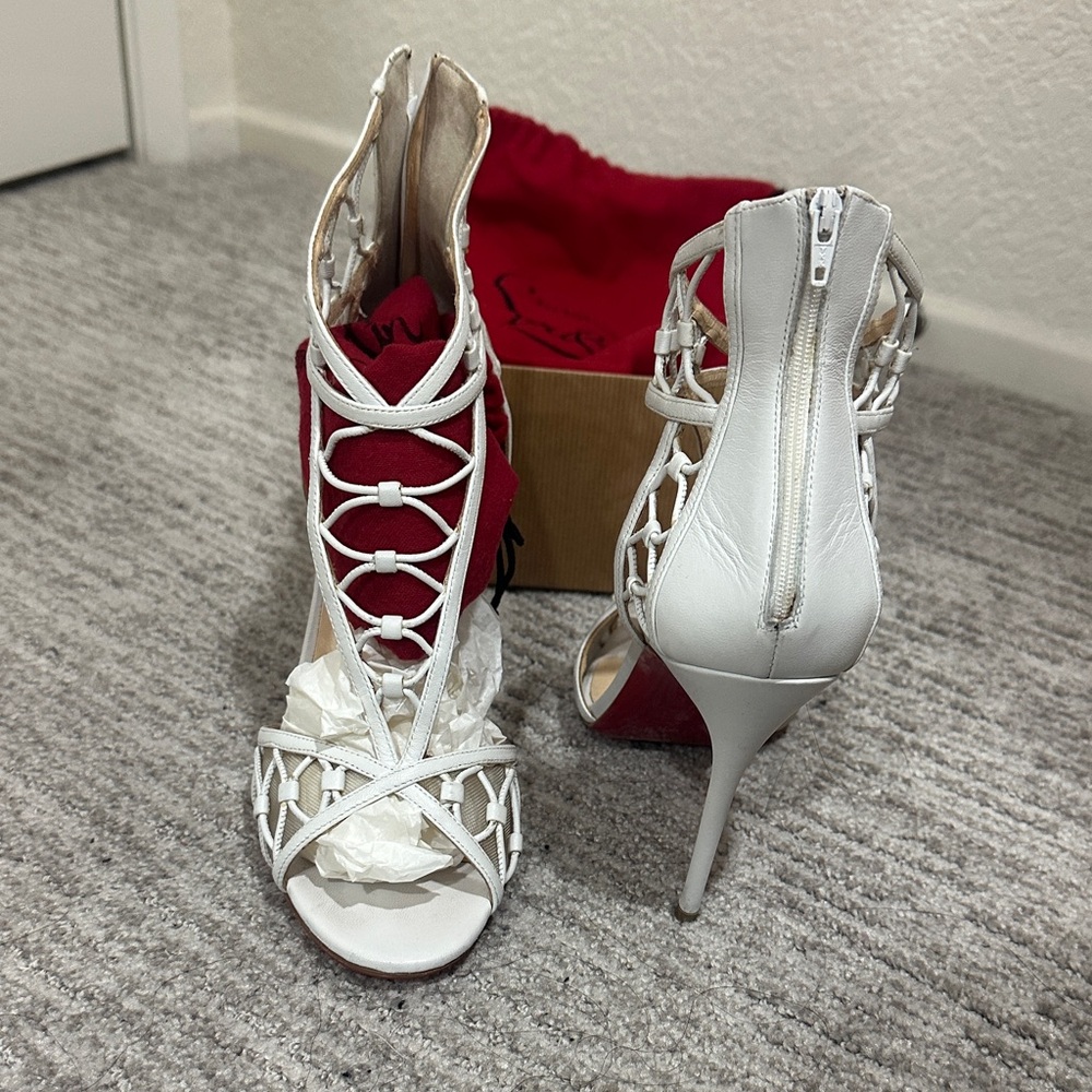 Elegant White Lace-Up Heels